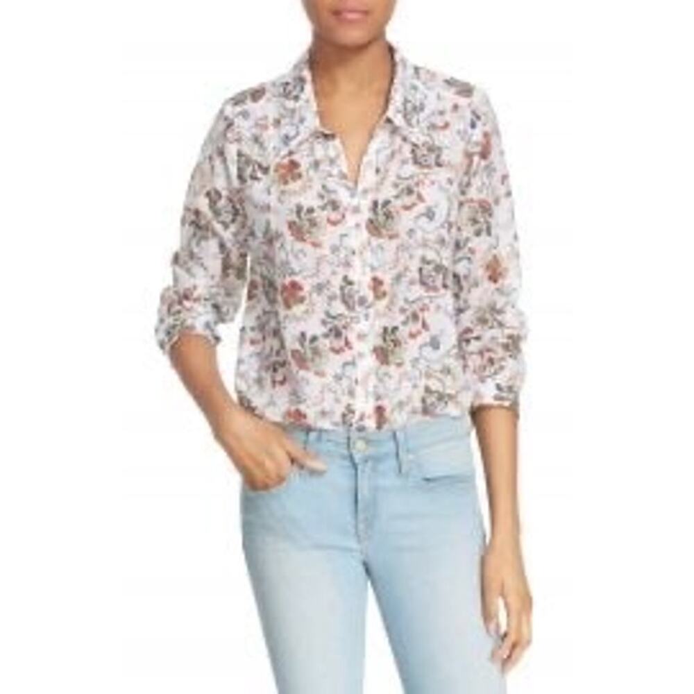 Joie Katrine Silk Blend Floral Print Button Front Long Sleeve Top Size XS Multi - Picture 1 of 8